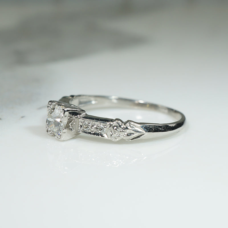 Forget-Me-Not Platinum & Old Euro Cut Diamond Ring