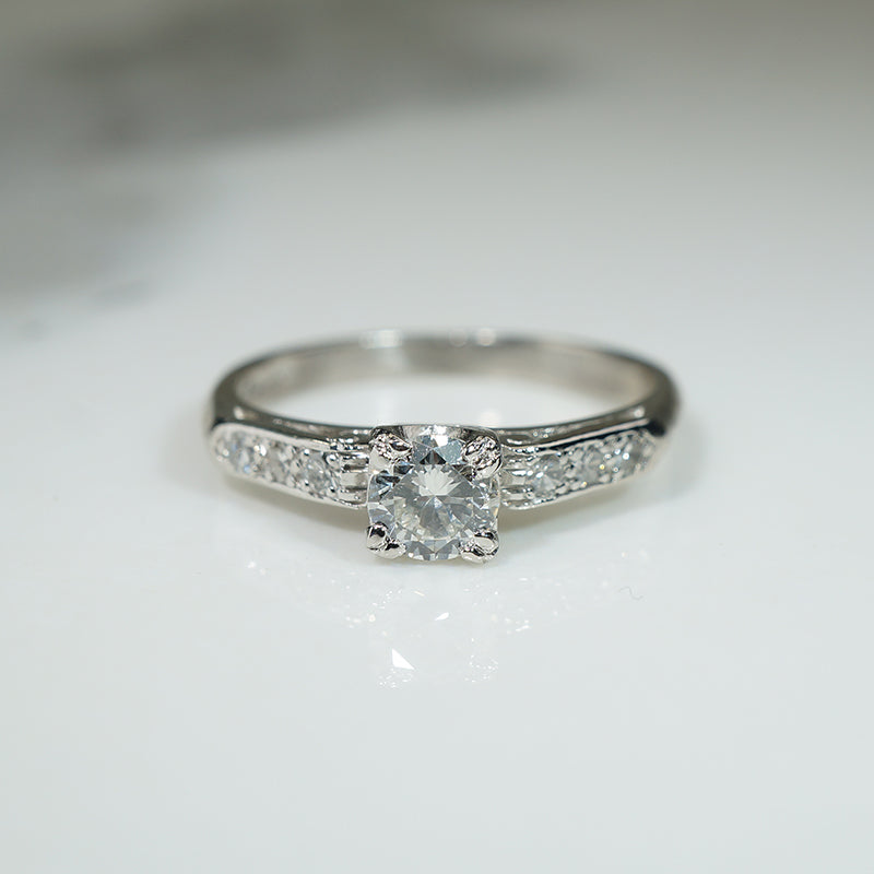 Classic 1940s Platinum Diamond Engagement Ring