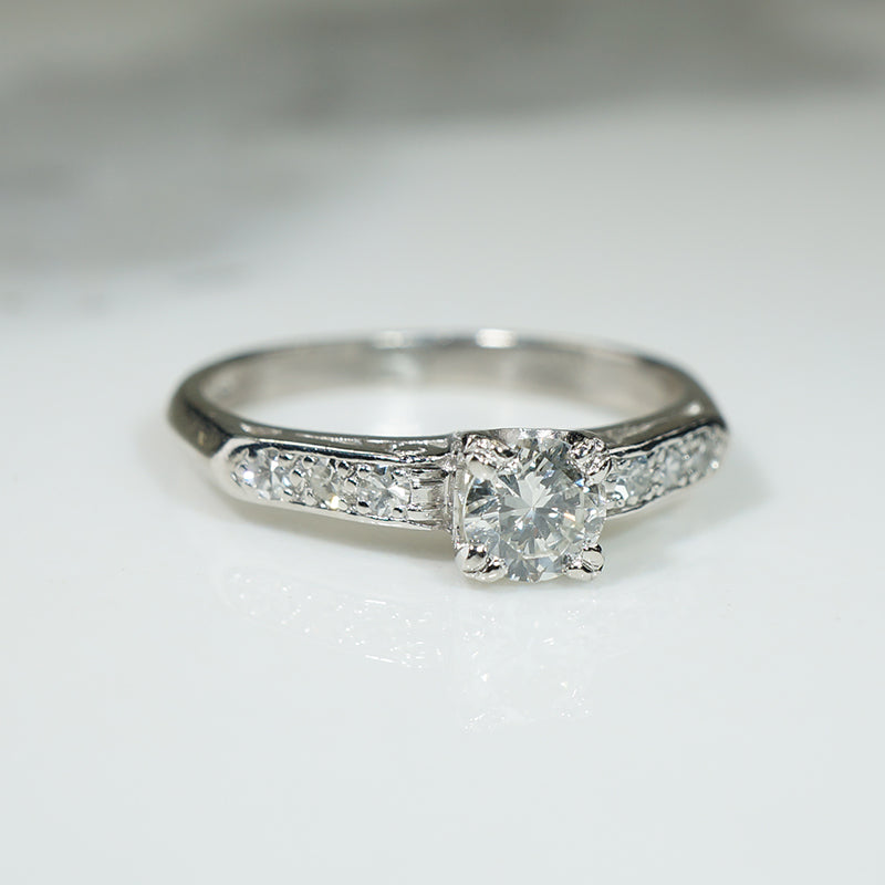Classic 1940s Platinum Diamond Engagement Ring
