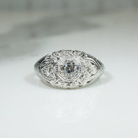 Paisley-Like Art Deco Filigree Diamond Ring