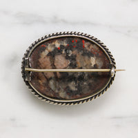 Edwardian Rhodochrosite & Sterling Silver Brooch
