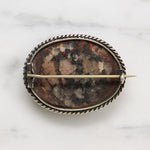 Edwardian Rhodochrosite & Sterling Silver Brooch