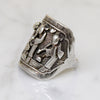 Chinese Silver Panel Ring with Tranquil Scene