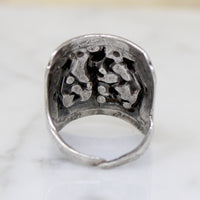 Chinese Silver Panel Ring with Tranquil Scene