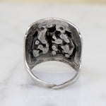 Chinese Silver Panel Ring with Tranquil Scene