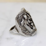 Chinese Silver Panel Ring with Tranquil Scene