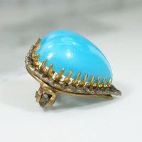 Sentimental Victorian Blue Glass Heart Brooch