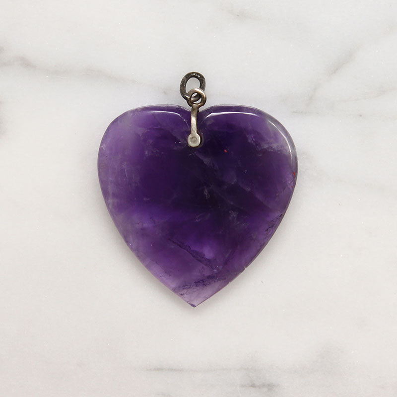 Amethyst Heart Charm with Sterling Silver Bale