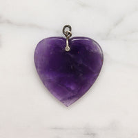 Amethyst Heart Charm with Sterling Silver Bale
