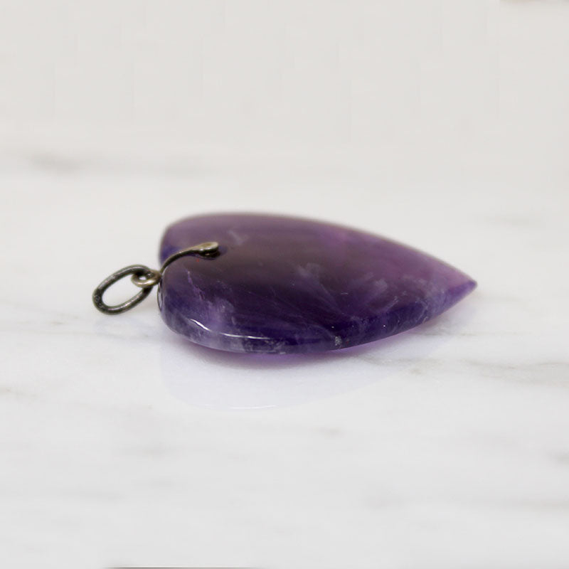 Amethyst Heart Charm with Sterling Silver Bale