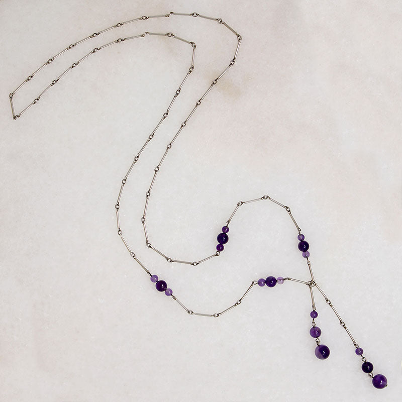 Sterling Negligee Necklace with Amethyst Beads