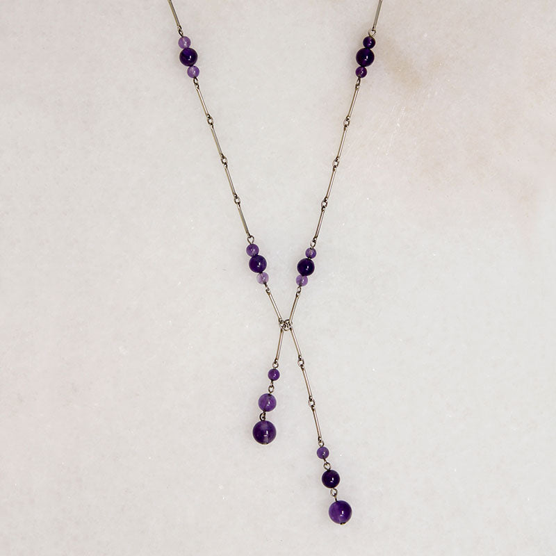 Sterling Negligee Necklace with Amethyst Beads