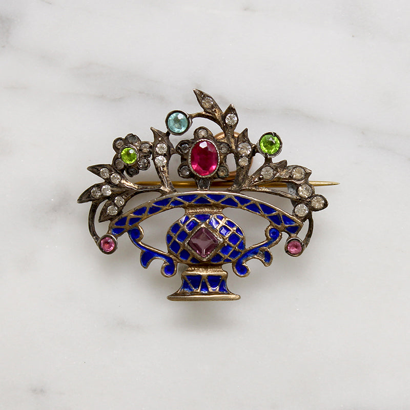 Colorful Paste & Enamel Giardinetti Brooch