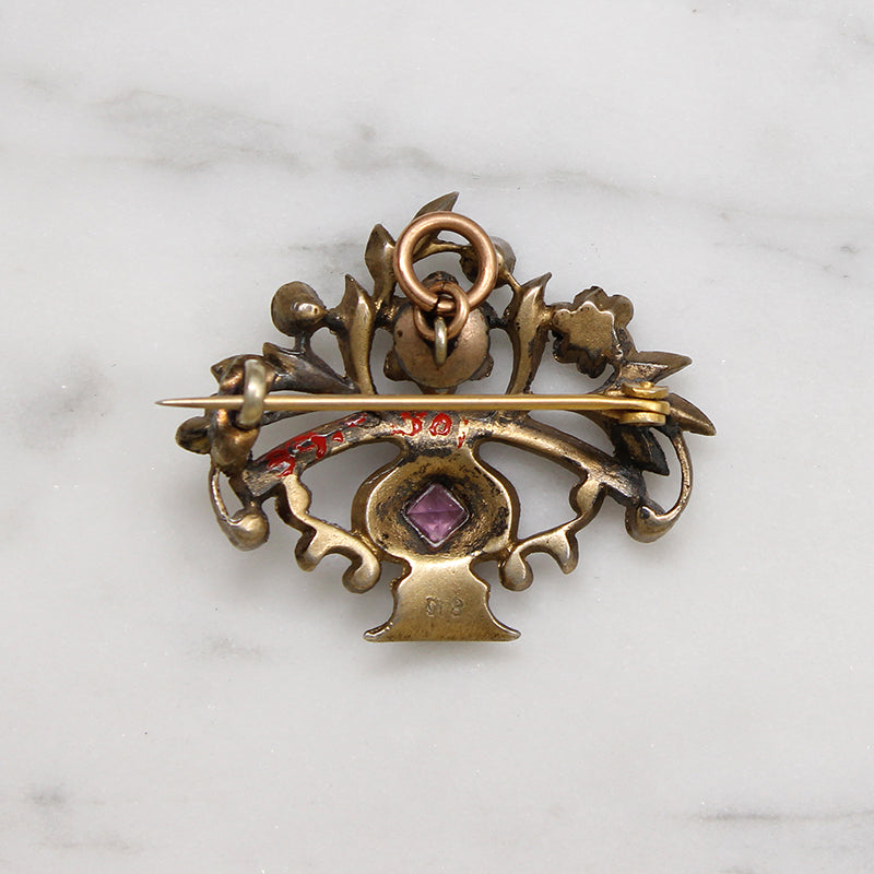 Colorful Paste & Enamel Giardinetti Brooch