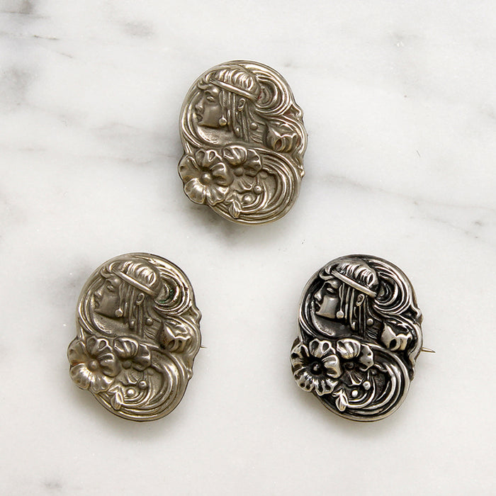 Decadent Art Nouveau Sterling Silver Scatter Pin Set