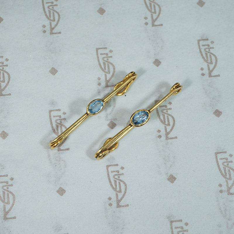 Tourmaline and Gold Safety Pin Earrings
