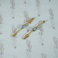 Tourmaline and Gold Safety Pin Earrings