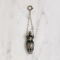 Sterling Owl Perfume Flacon on Chatelaine Ring