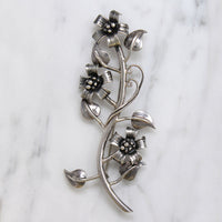 Three Wildflowers Sterling Silver Brooch
