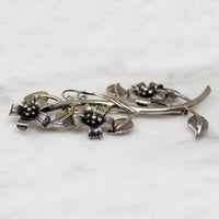 Three Wildflowers Sterling Silver Brooch