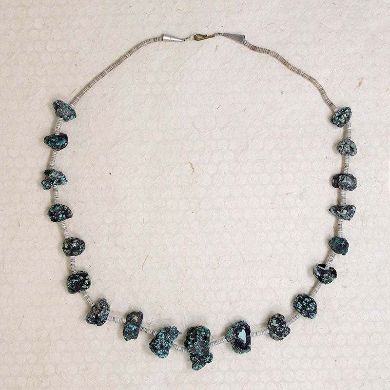 Spider Web Turquoise & Heishi Bead Necklace