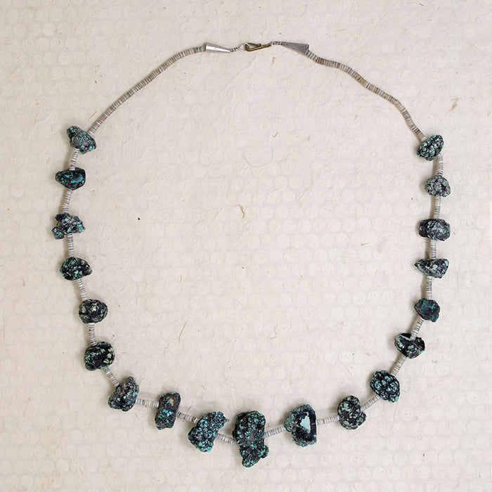 Spider Web Turquoise & Heishi Bead Necklace