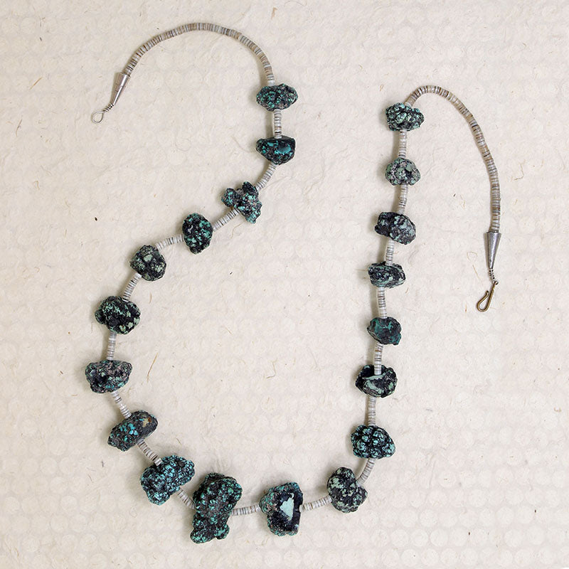 Spider Web Turquoise & Heishi Bead Necklace