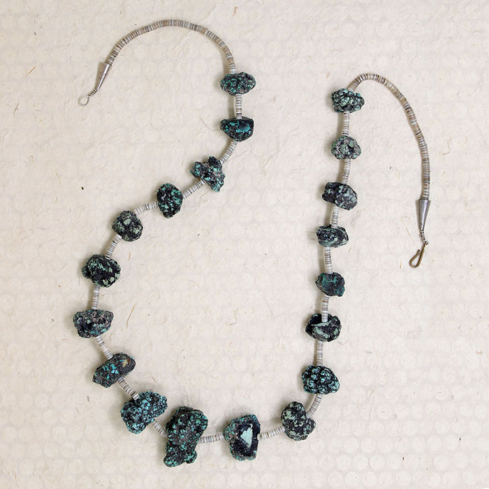 Spider Web Turquoise & Heishi Bead Necklace