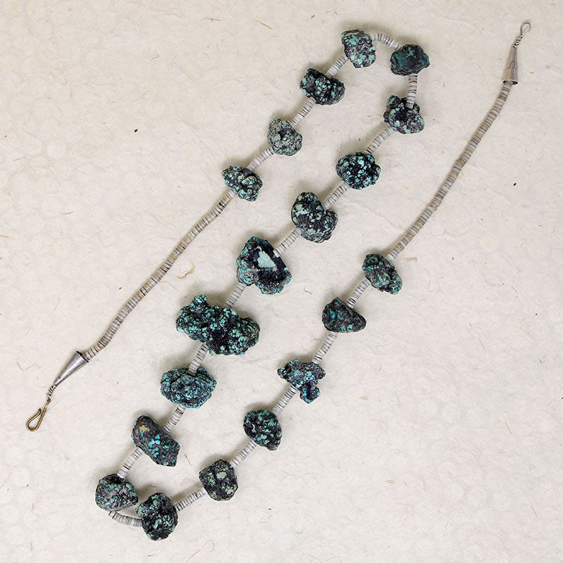 Spider Web Turquoise & Heishi Bead Necklace