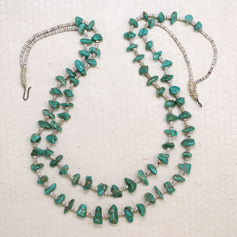 Double Strand of Green Turquoise & Heishi Bead Necklace