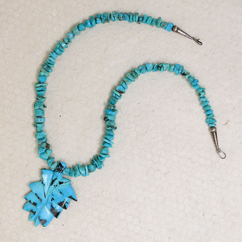 Turquoise Nugget Necklace with Morenci Leaf Pendant