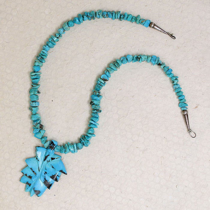 Turquoise Nugget Necklace with Morenci Leaf Pendant