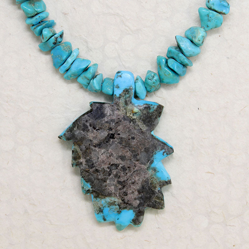 Turquoise Nugget Necklace with Morenci Leaf Pendant