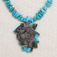 Turquoise Nugget Necklace with Morenci Leaf Pendant