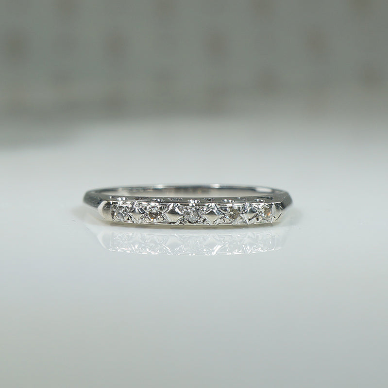 Vintage Diamond and White Gold Band