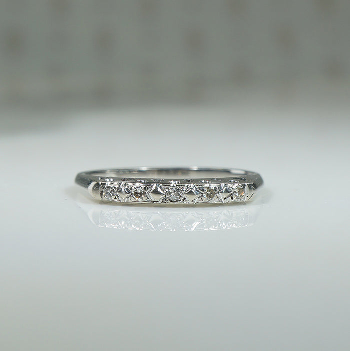 Vintage Diamond and White Gold Band
