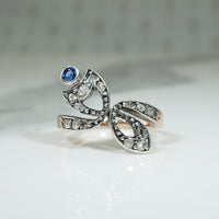 Delicate Rose Cut Diamond & Sapphire Antique Ring