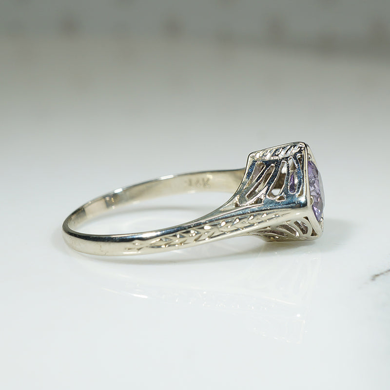 Vintage Butterfly Filigree Amethyst Ring