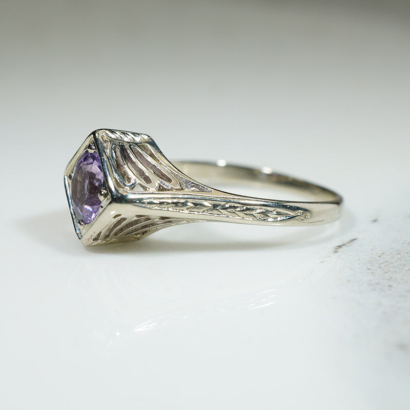 Vintage Butterfly Filigree Amethyst Ring