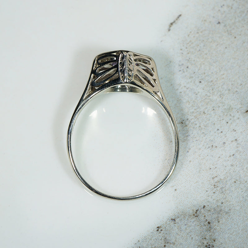 Vintage Butterfly Filigree Amethyst Ring