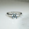 Aquamarine and Baguette Diamond Platinum Engagement Ring