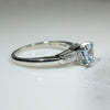Aquamarine and Baguette Diamond Platinum Engagement Ring
