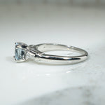 Aquamarine and Baguette Diamond Platinum Engagement Ring