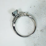 Aquamarine and Baguette Diamond Platinum Engagement Ring