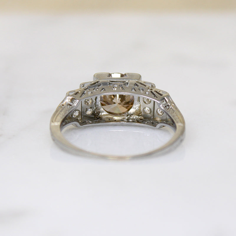 Fabulous Cognac Diamond in Step Side Engagement Ring