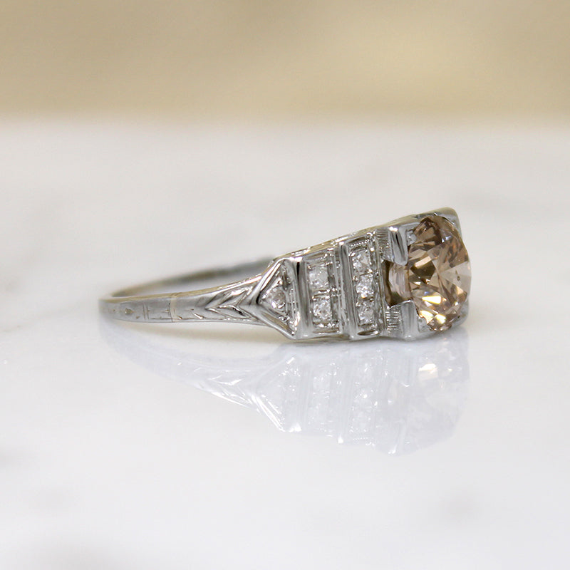 Fabulous Cognac Diamond in Step Side Engagement Ring