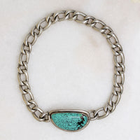 Heavy Sterling Curb Chain with Turquoise Clasp by Areias