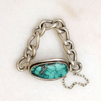 Sterling Curb Link Bracelet with Turquoise Clasp by Areias