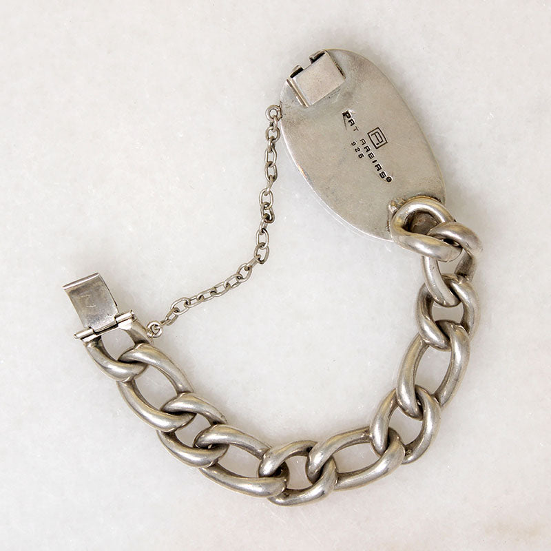 Sterling Curb Link Bracelet with Turquoise Clasp by Areias
