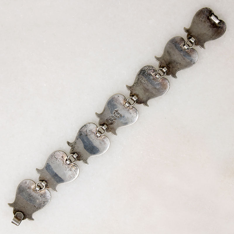 Taxco Gourd Motif Bracelet Signed "Beto Gro"